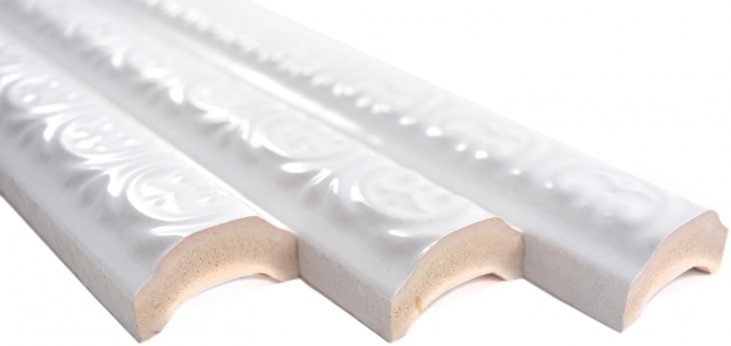 Ceramic white border TUBA white glossy MOSBor-PARIS-0102_f