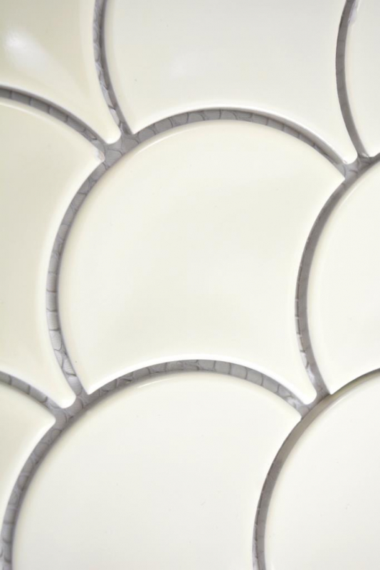 Fan mosaic tile ceramic fish scale pastel ivory wall tile backsplash kitchen shower - MOS13-FS09
