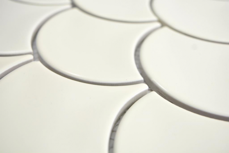 Fan mosaic tile ceramic fish scale pastel ivory wall tile backsplash kitchen shower - MOS13-FS09