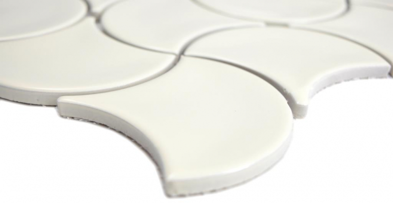 Ceramic mosaic fan ivory glossy wave wall tile backsplash kitchen shower bathroom MOS13-FS19_f