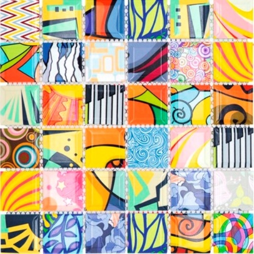 Ceramic mosaic tile Colorful retro style mosaic tiles POP UP ART design wall cladding tile backsplash