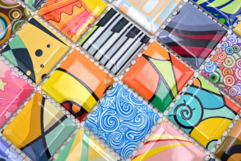 Ceramic mosaic tile Colorful retro style mosaic tiles POP UP ART design wall cladding tile backsplash