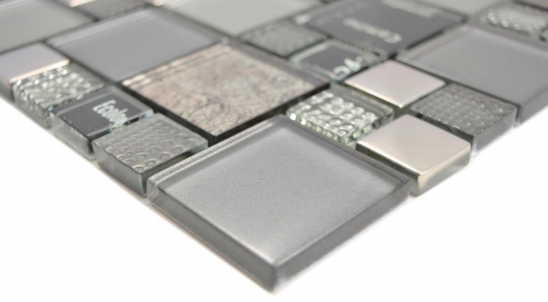 Hand pattern transparent crystal mosaic glass mosaic silver black wall tile backsplash kitchen shower bathroom MOS88-0317_m