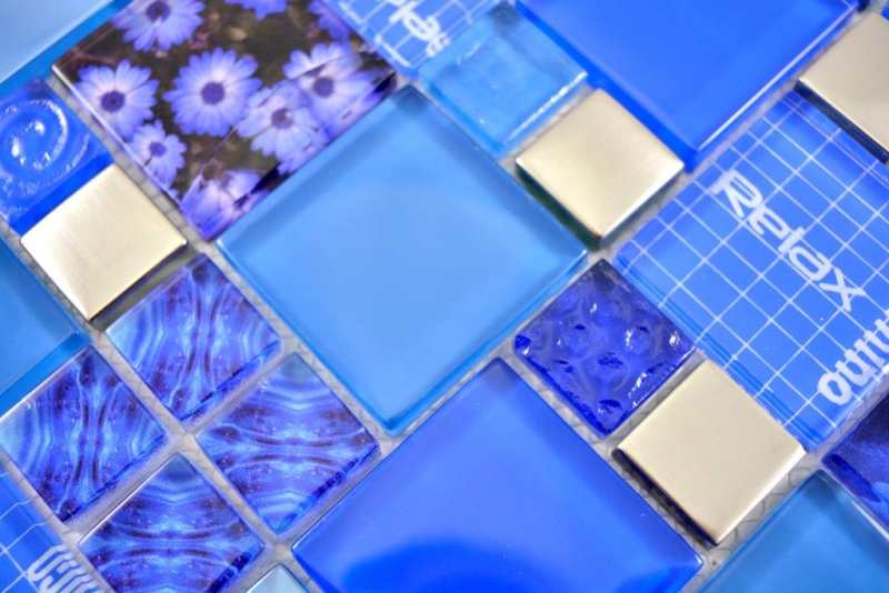Hand pattern transparent crystal mosaic glass mosaic silver blue wall tile mirror kitchen shower bathroom MOS88-0417_m