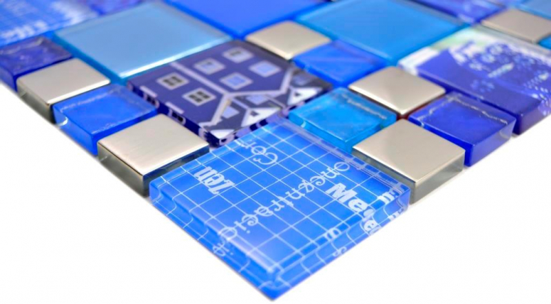 Hand pattern transparent crystal mosaic glass mosaic silver blue wall tile mirror kitchen shower bathroom MOS88-0417_m