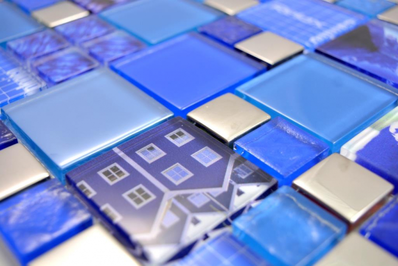 Hand pattern transparent crystal mosaic glass mosaic silver blue wall tile mirror kitchen shower bathroom MOS88-0417_m