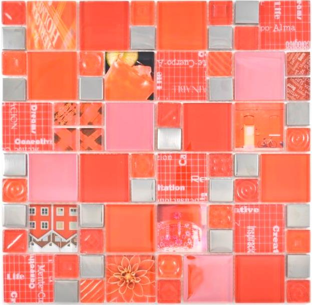 Transparent crystal mosaic glass mosaic silver red wall tile backsplash kitchen shower bathroom_f | 10 mosaic mats