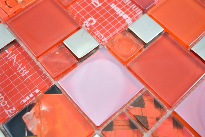 Transparent crystal mosaic glass mosaic silver red wall tile backsplash kitchen shower bathroom_f | 10 mosaic mats