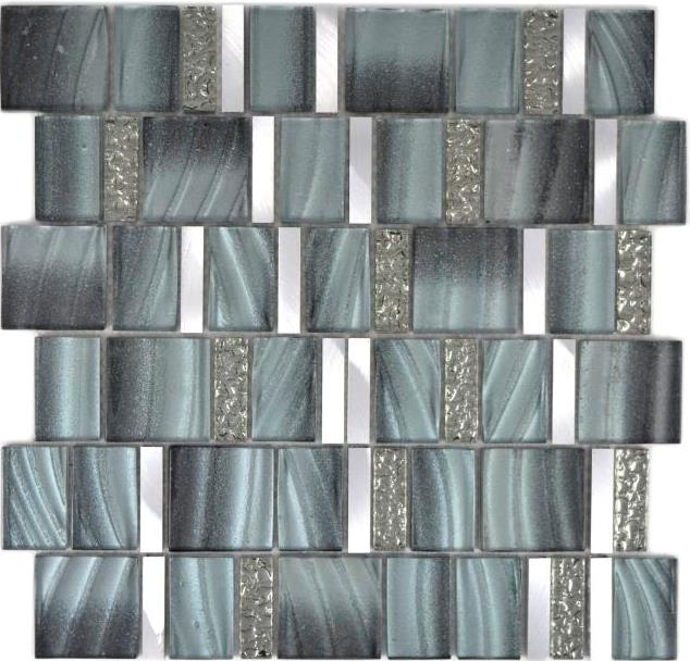 Hand sample aluminum mosaic glass mosaic ALU grey wall tile mirror kitchen shower bathroom MOS88-0002_m