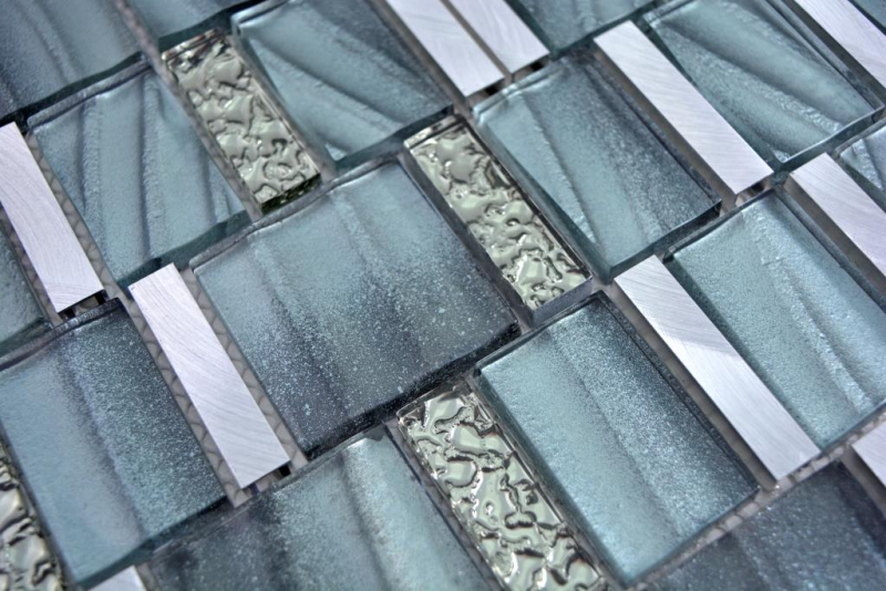 Hand sample aluminum mosaic glass mosaic ALU grey wall tile mirror kitchen shower bathroom MOS88-0002_m