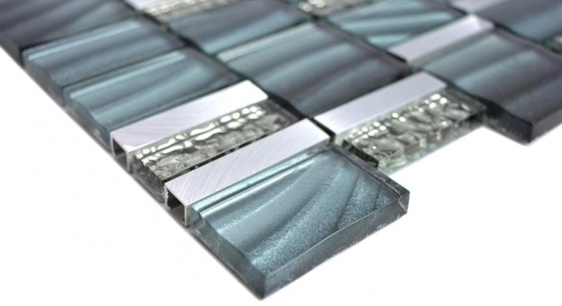 Hand sample aluminum mosaic glass mosaic ALU grey wall tile mirror kitchen shower bathroom MOS88-0002_m