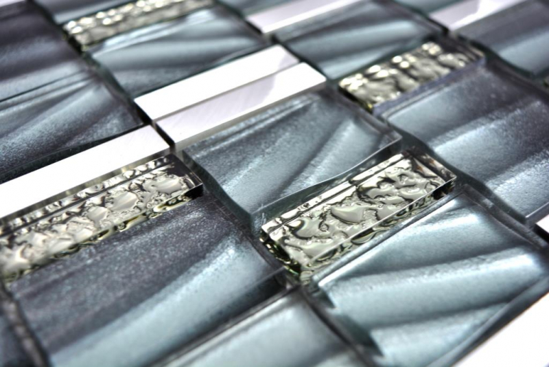 Hand sample aluminum mosaic glass mosaic ALU grey wall tile mirror kitchen shower bathroom MOS88-0002_m
