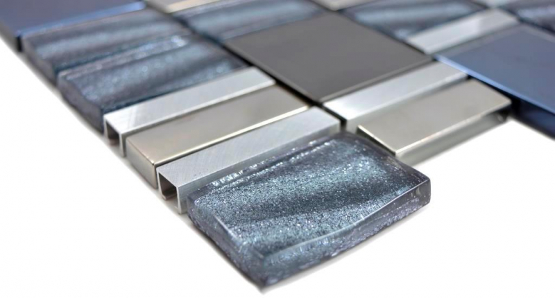 Aluminum mosaic glass mosaic ALU silver wall tile mirror kitchen shower bathroom_f | 10 mosaic mats