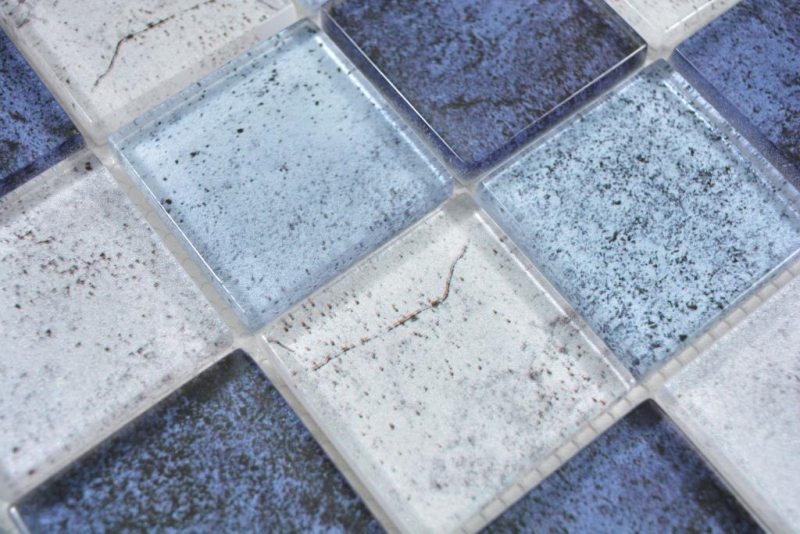 Hand pattern transparent crystal glass mosaic blue wall tile backsplash kitchen shower bathroom MOS88-0044_m