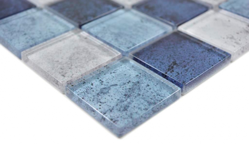 Hand pattern transparent crystal glass mosaic blue wall tile backsplash kitchen shower bathroom MOS88-0044_m