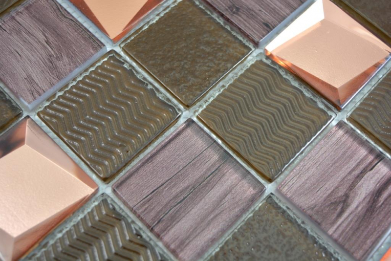 Hand pattern transparent crystal glass mosaic bronze wall tile backsplash kitchen shower bathroom MOS88-1515_m