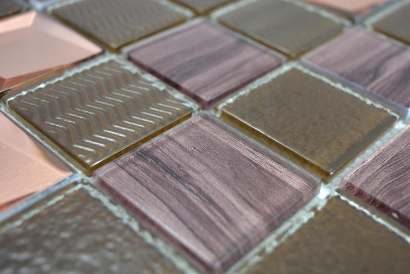 Hand pattern transparent crystal glass mosaic bronze wall tile backsplash kitchen shower bathroom MOS88-1515_m