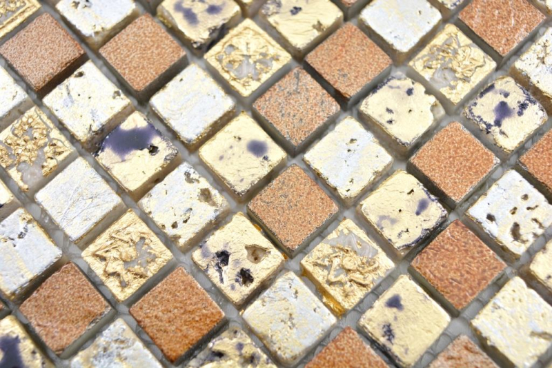 Mosaic stone resin gold bronze wall tile backsplash kitchen bathroom MOS88-0715_f