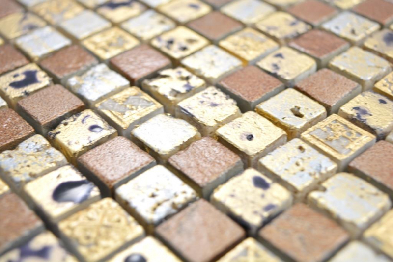 Mosaic stone resin gold bronze wall tile backsplash kitchen bathroom MOS88-0715_f