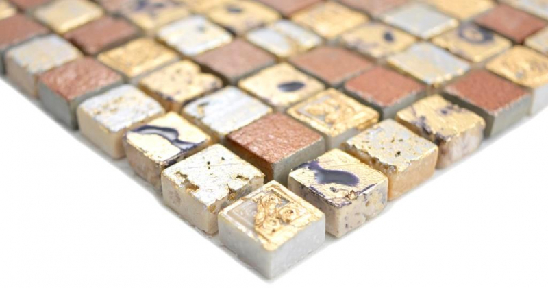 Mosaic stone resin gold bronze wall tile backsplash kitchen bathroom MOS88-0715_f