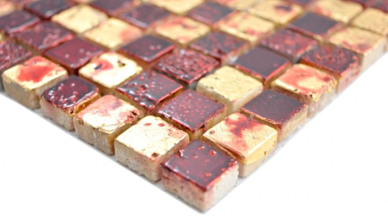 Mosaic stone resin gold red wall tile backsplash kitchen bathroom MOS88-0709_f