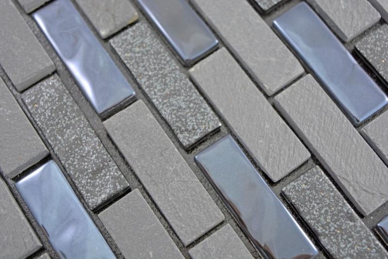 Hand pattern translucent mosaic self-adhesive composite glass mosaic stone black glass MOS200-003_m