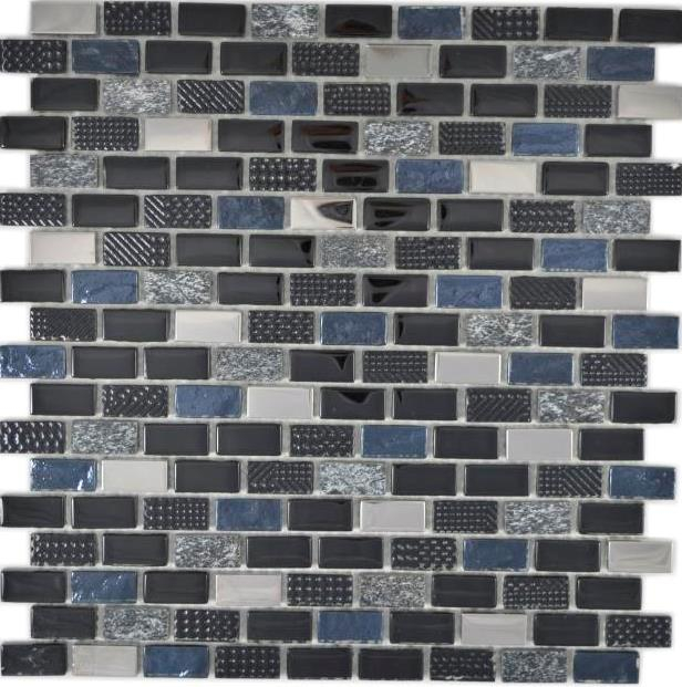 Hand pattern translucent glass mosaic composite stone black wall tile backsplash kitchen bathroom MOS87-0003_m