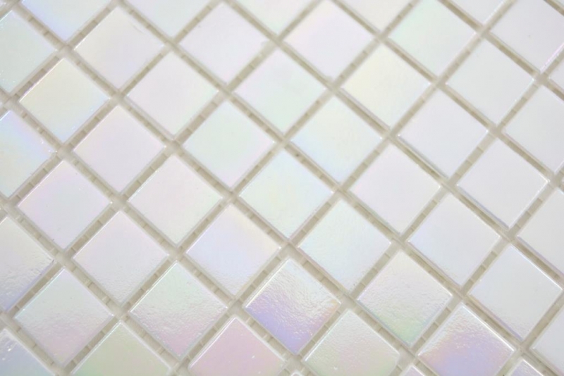 Glass mosaic mosaic tiles white mother-of-pearl iridium iridescent wall shower wall shower tray MOS58-0103