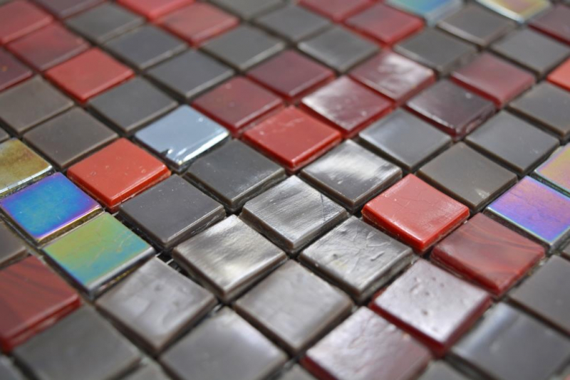 Hand pattern glass glass mosaic brown red wall tile backsplash kitchen bathroom MOS58-0913_m