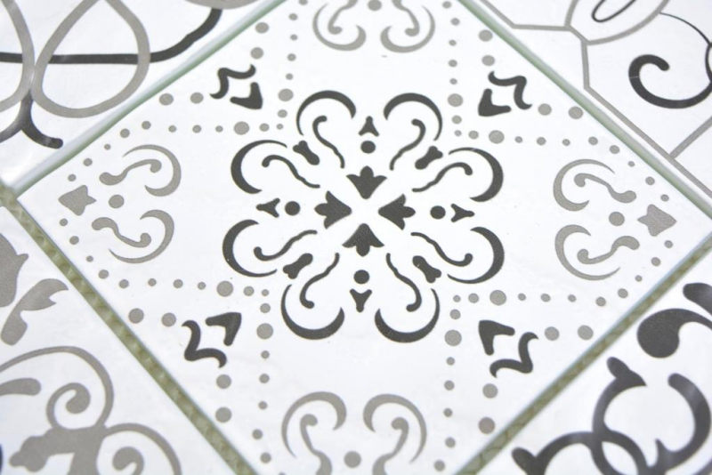 Hand pattern transparent crystal glass mosaic retro black&white wall tile backsplash kitchen bathroom MOS160-0301_m