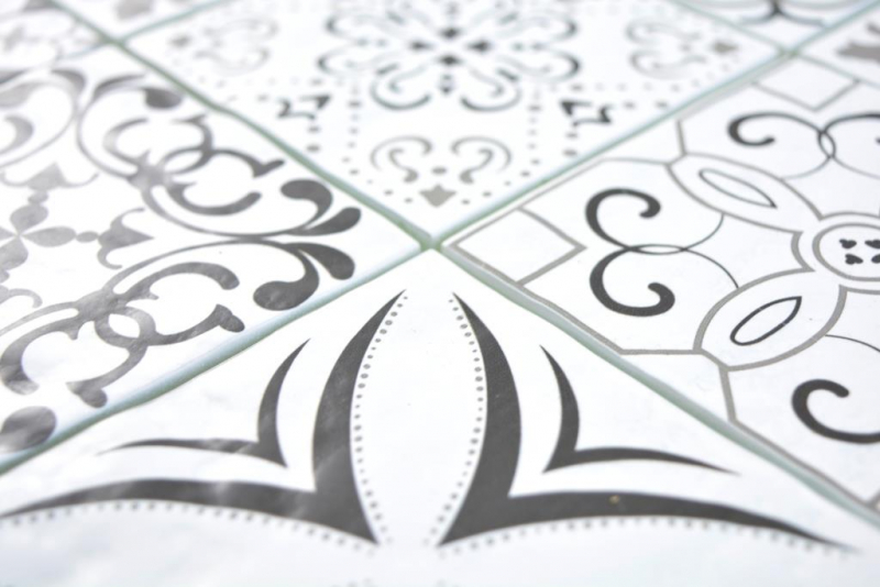 Hand pattern transparent crystal glass mosaic retro black&white wall tile backsplash kitchen bathroom MOS160-0301_m