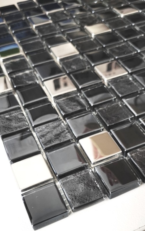 Glass mosaic mosaic tiles stainless steel anthracite silver bluish wall tile backsplash kitchen bathroom MOS88-0322