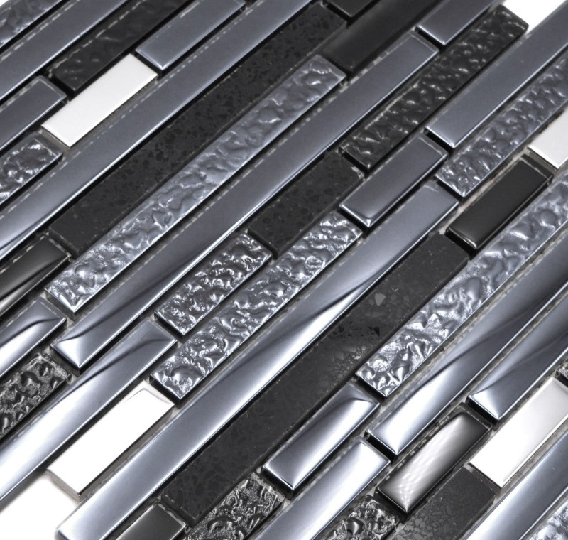 Glass mosaic rods mosaic tiles stainless steel Artificial graphite black anthracite silver