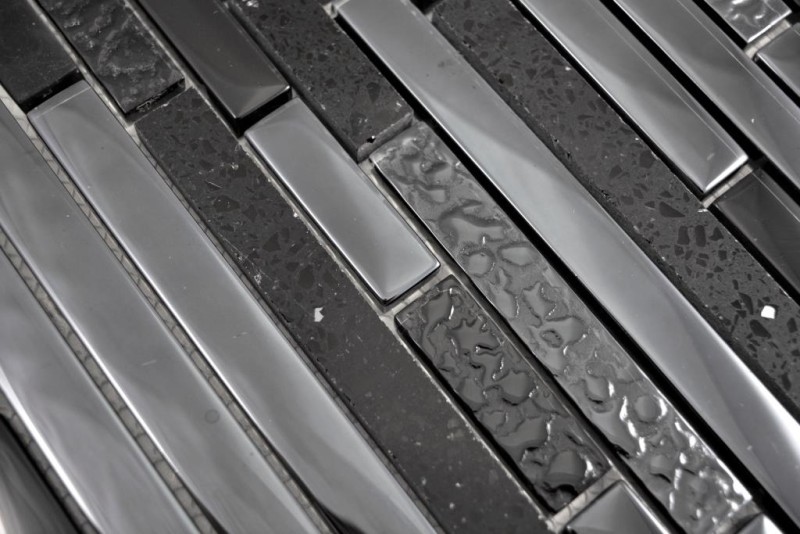 Glass mosaic rods mosaic tiles stainless steel Artificial graphite black anthracite silver