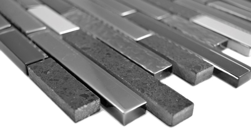 Glass mosaic rods mosaic tiles stainless steel Artificial graphite black anthracite silver