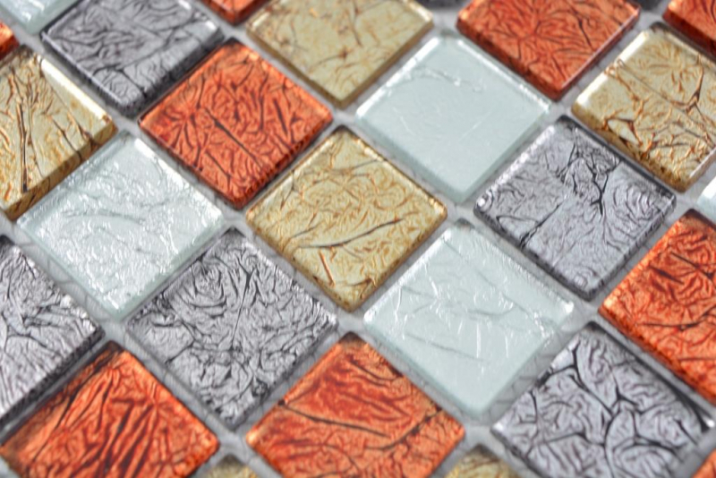 Glass mosaic mosaic tiles gold silver black orange red structure wall tile backsplash kitchen bathroom MOS63-71739