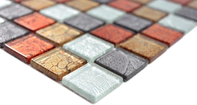 Glass mosaic mosaic tiles gold silver black orange red structure wall tile backsplash kitchen bathroom MOS63-71739