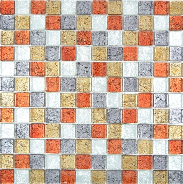 Transparent crystal glass mosaic gold silver black red structure wall tile backsplash kitchen bathroom MOS88-71739_f | 10 mosaic mats