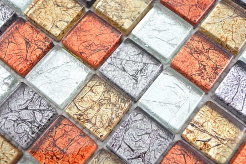 Transparent crystal glass mosaic gold silver black red structure wall tile backsplash kitchen bathroom MOS88-71739_f | 10 mosaic mats