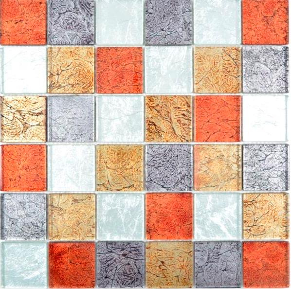 Transparent crystal glass mosaic gold silver black red structure wall tile backsplash kitchen bathroom MOS129-71739_f | 10 mosaic mats