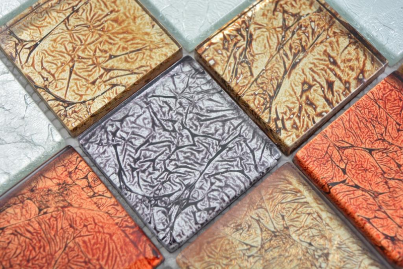 Transparent crystal glass mosaic gold silver black red structure wall tile backsplash kitchen bathroom MOS129-71739_f | 10 mosaic mats