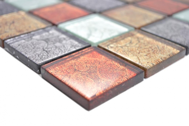 Transparent crystal glass mosaic gold silver black red structure wall tile backsplash kitchen bathroom MOS129-71739_f | 10 mosaic mats