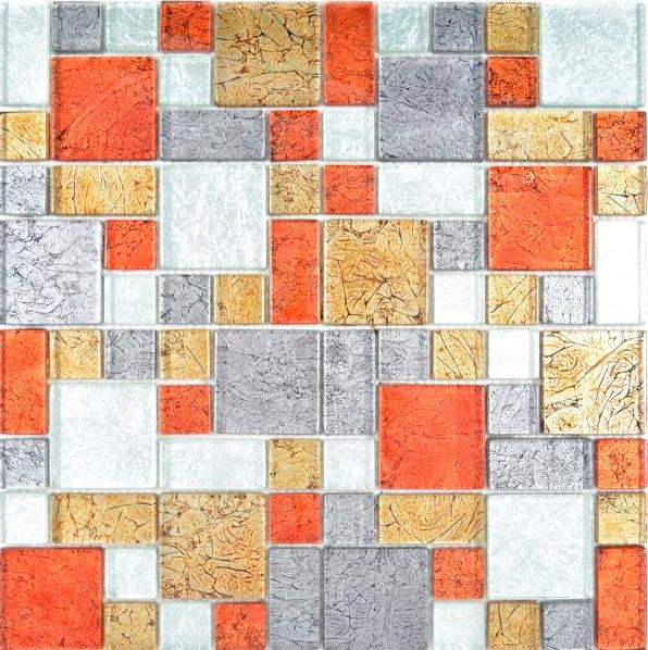 Glass mosaic mosaic tiles gold silver anthracite orange-red structure