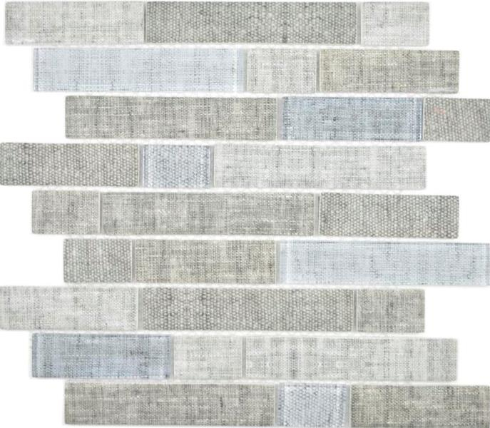 Hand pattern translucent mosaic Brick composite ECO glass mosaic textile gray wall tile backsplash kitchen bathroom MOS24-2097_m