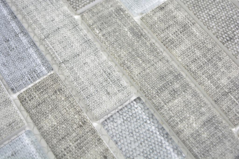 Hand pattern translucent mosaic Brick composite ECO glass mosaic textile gray wall tile backsplash kitchen bathroom MOS24-2097_m