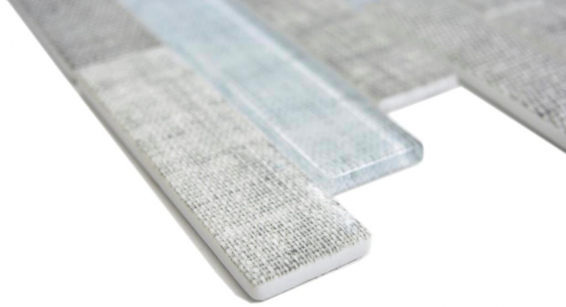 Hand pattern translucent mosaic Brick composite ECO glass mosaic textile gray wall tile backsplash kitchen bathroom MOS24-2097_m