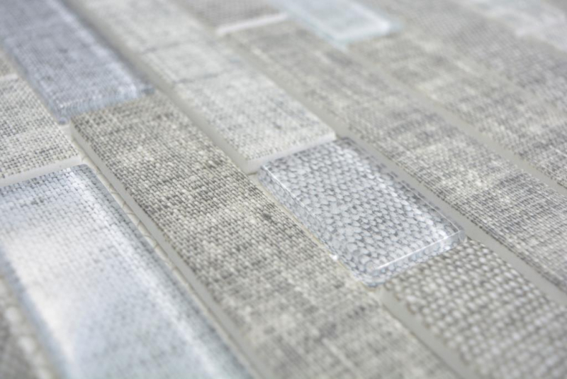 Hand pattern translucent mosaic Brick composite ECO glass mosaic textile gray wall tile backsplash kitchen bathroom MOS24-2097_m