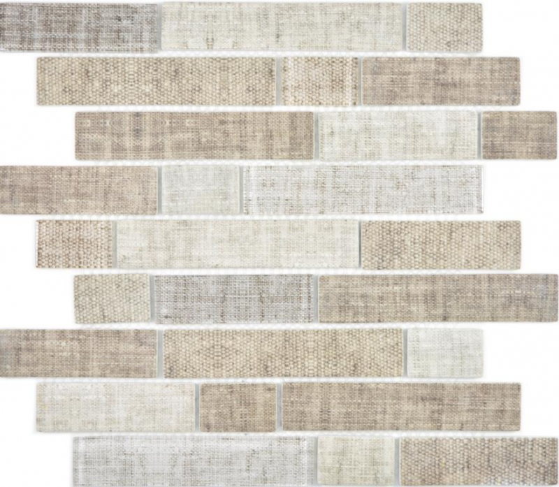 Translucent mosaic brick composite ECO glass mosaic textile beige wall tile backsplash kitchen bathroom MOS24-2099