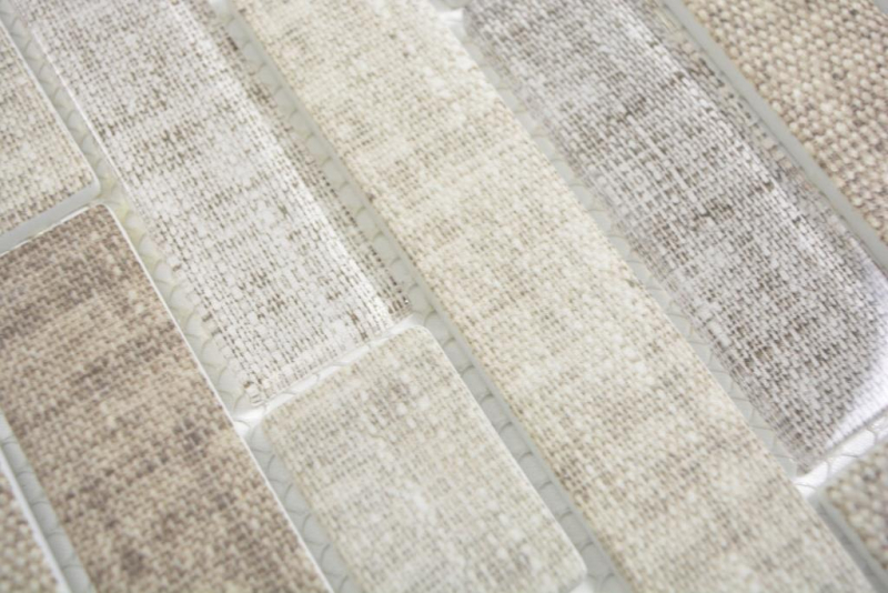 Translucent mosaic brick composite ECO glass mosaic textile beige wall tile backsplash kitchen bathroom MOS24-2099