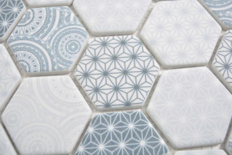 GLASS mosaic Hexagon ECO blue mosaic tile wall tile backsplash kitchen bathroom_f | 10 mosaic mats